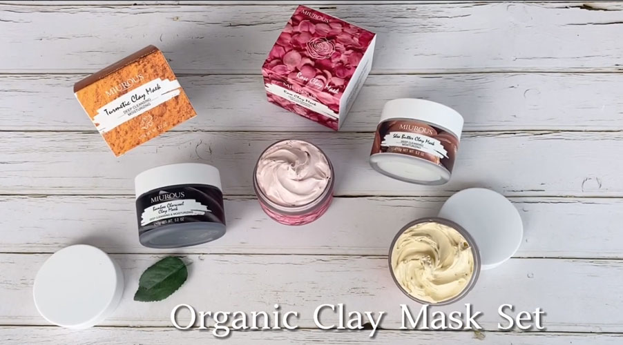 BAWEI Vegan Natural Clay Mask Set con Quattro Colori